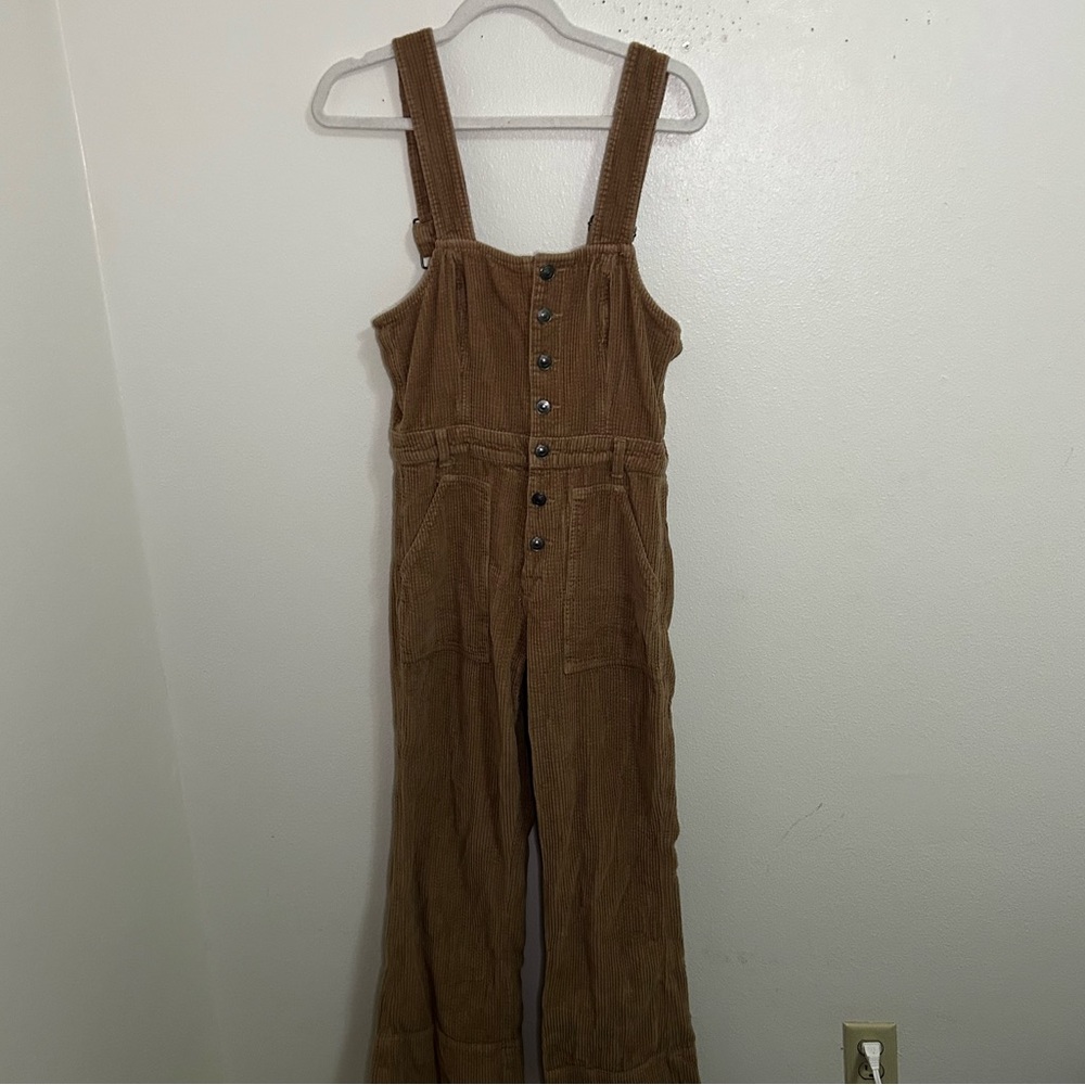 Aerie tan corderoy flare overall pants - Picture 4 of 11